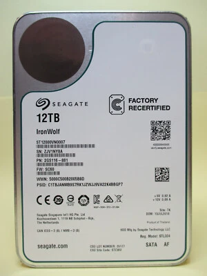 Seagate IronWolf - ST12000VN0007 - interne 3,5" Sata3 NAS CMR Festplatte 12TB