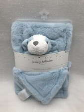 Wendy Bellissimo Baby Blue 2pc Puppy Dog Blanket Security Lovey Set Plush Unisex