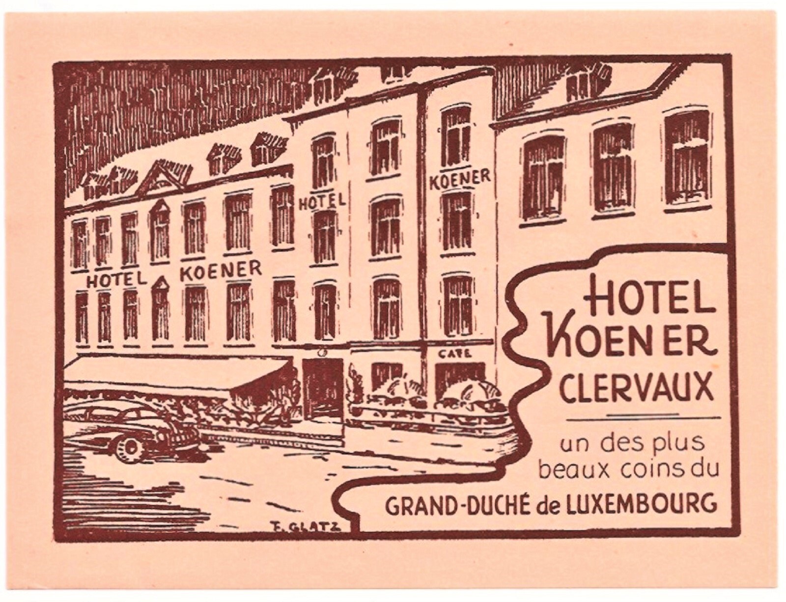 Vintage Luxembourg Clervaux Hotel Koener Luggage Label SB-image