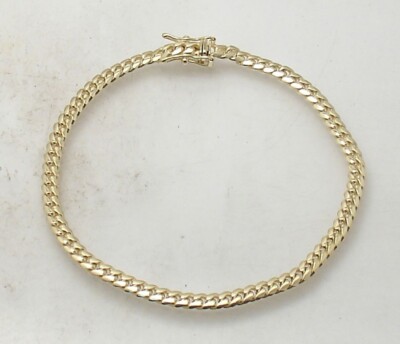 Enge Miami Cuban Gliederkette Armband Kastenverschluss Schloss echt massiv 10K Gelbgold
