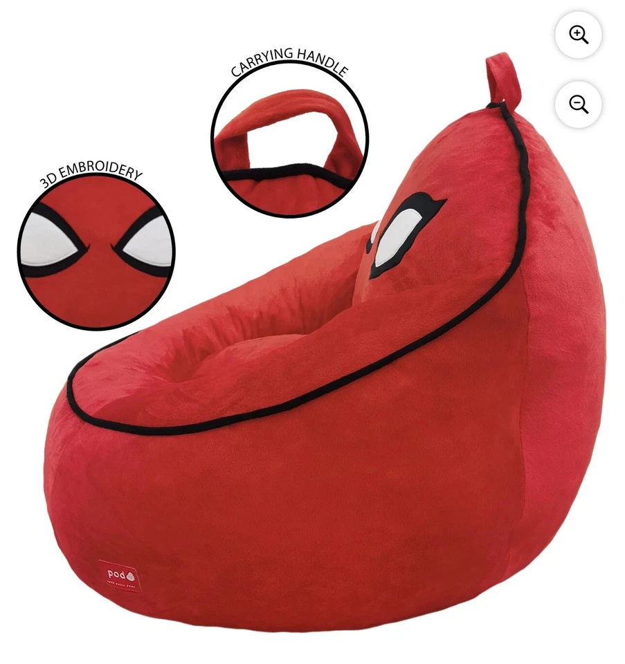 Silla bolsa de frijoles de espuma comprimida Marvel Spiderman para niños roja. NUEVO en caja. Foto 2 de 4