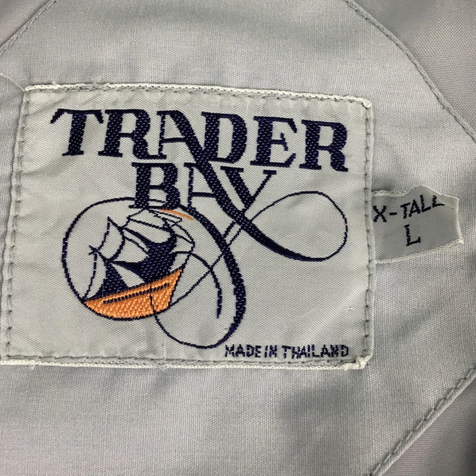 Vintage Trader Bay Mens Jacket Large Gray Zipper Front Racer 80s Retro - Image 3 of 4