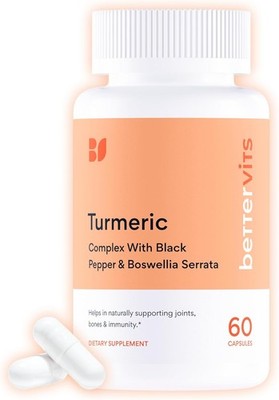 Bettervits Turmeric Curcumin Supplement with Black Pepper and Boswellia Serrat