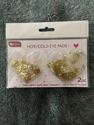 B-Pure Hot/Cold Reusable Eye Pads Heart Shape With Gold Glitter
