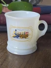 Vintage 1970s Avon Milk Glass Coffee Mug / Shaving Mug with Locomotive