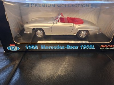 Welly Mercedes Benz 190 SL Cabriolet Sportwagen B.j.1955,Silber, 1:18.