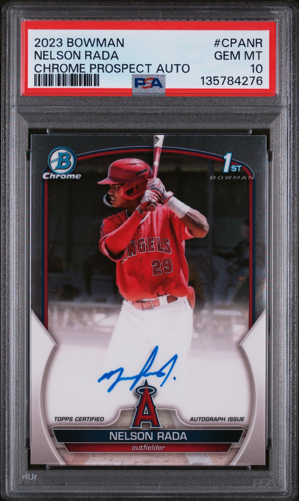 2023 Bowman Chrome Prospect Autographs #CPANR Nelson Rada Auto PSA 10