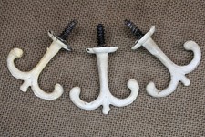 3 Old Coat Hooks Wardrobe Under Closet Shelf Cup Hangers Farmhouse Vintage Paint