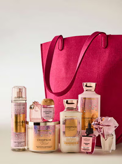 NEW Bath & Body Works Champagne Toast 9 Pc Gift Set Candle Mist