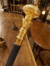 Antique Vintage Telescope Brass Handle Stick Wood Walking Stick Victorian Cane