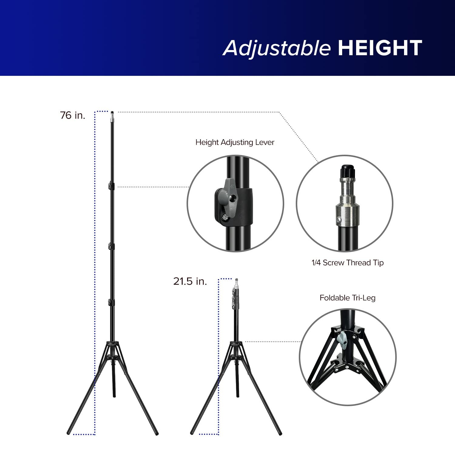 Julius Studio LED Continuous Output Light with Barndoor, 75 LED Beads, 5700K,