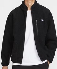 NEW Nike Sportswear Club Men's Sherpa Fleece Full Zip Jacket Size S Black
