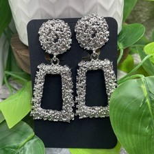 2.5  Silver-tone Earring Set Clip-On Non-Pierced Boho Retro Dangle New B1384