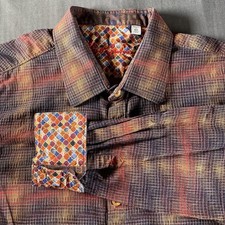 Robert Graham Shirt Mens XL Tailored Fit Multicolor Button Front Long Sleeve