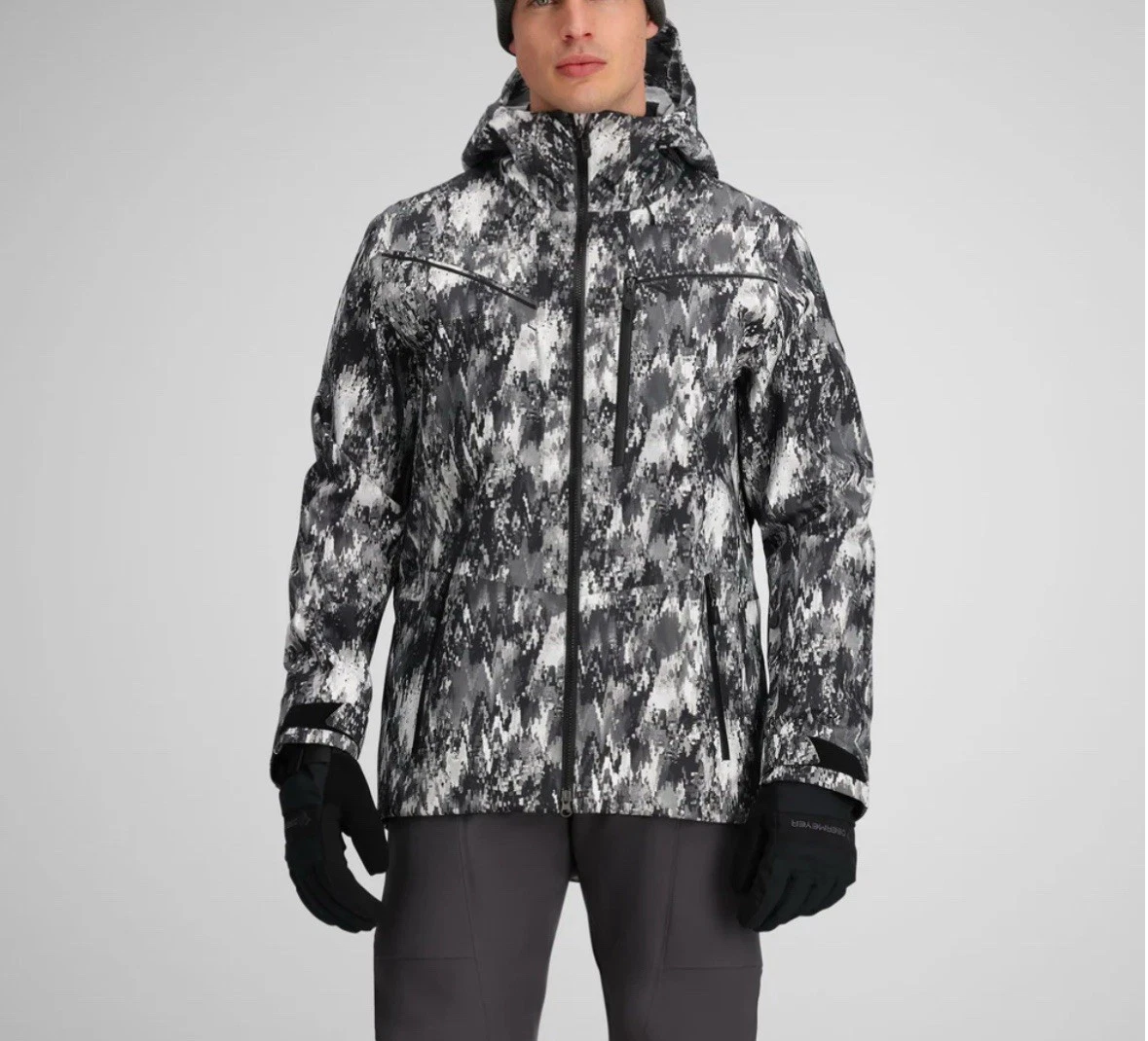 NEW Obermeyer Foraker Shell Full Zip Jacket Men XL Black White Recco Hooded $429
