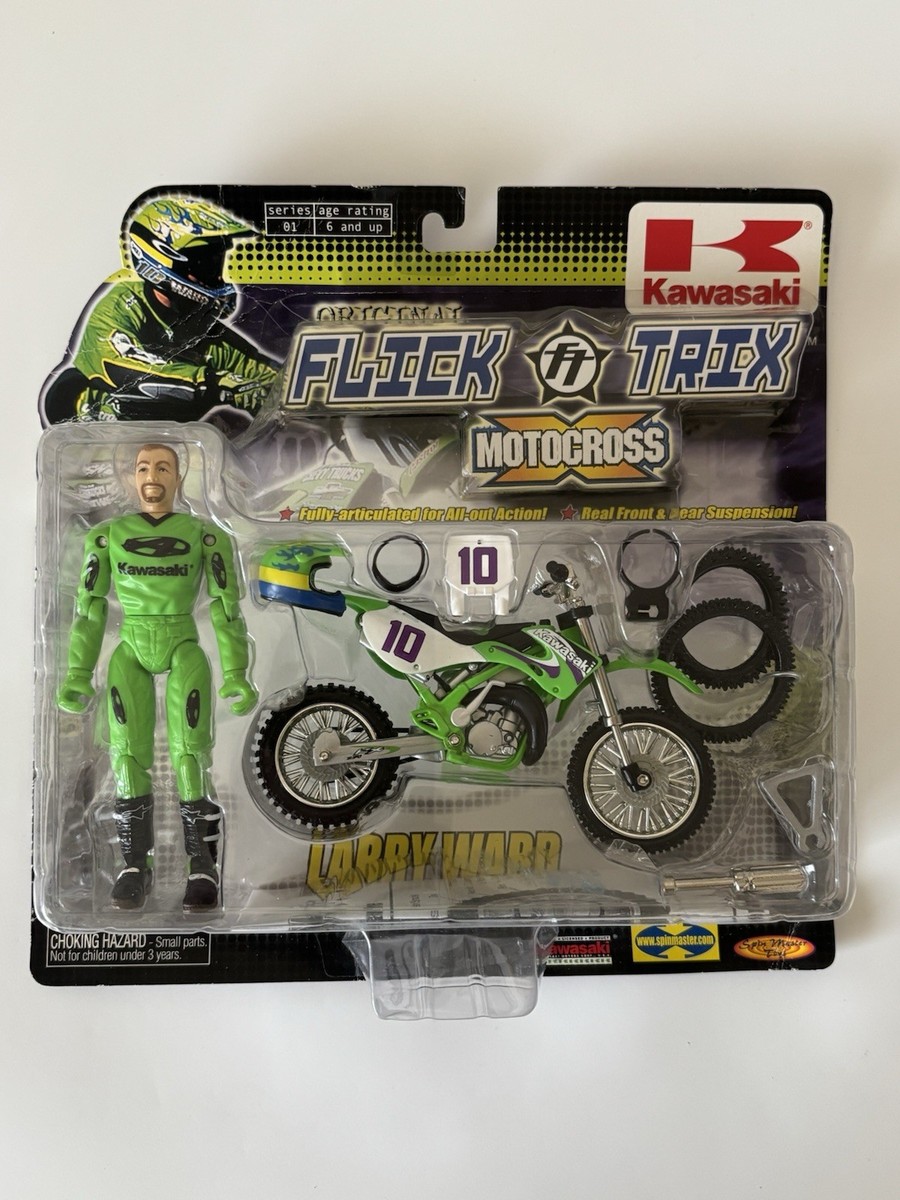Vintage 2000 Larry Ward Flick Trix Motocross Bike 10 Kawasaki Spin