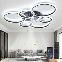 Deckenventilator Mit Beleuchtung LED Dimmbar 85W 6800Lm Fernbedienung Schwarz