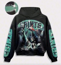 New Luxury Men Women Diamond Rhinestones Fashion Black Hoodie High Quality