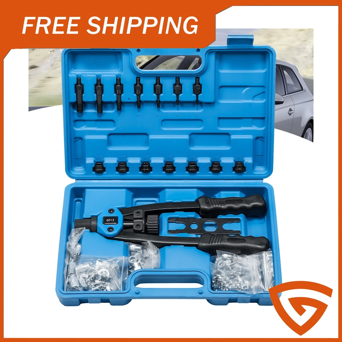 Nietkoffer, blind pinze Rivettatrici Set con 100 rivetti, 2,4/3,2/4