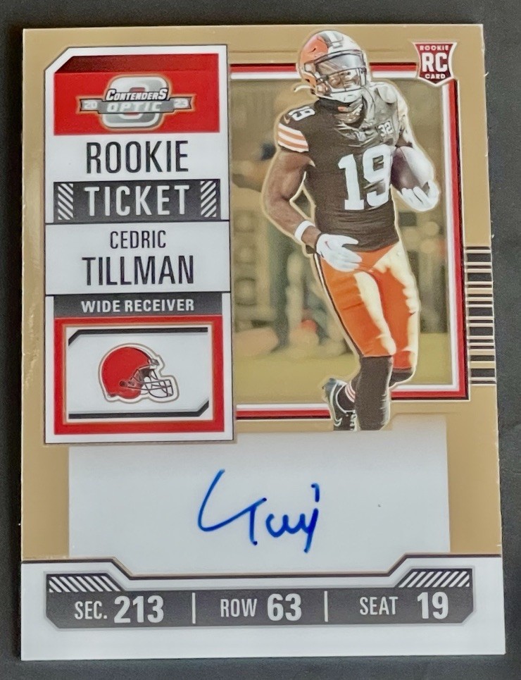 2023 Contenders Optic Cedric Tillman Rookie Ticket On Card AUTO RC #104 Browns
