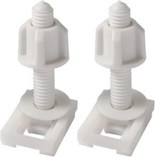 2Pcs White Universal Plastic Toilet Seat Screws and Nuts with Rubber Washers, Hi