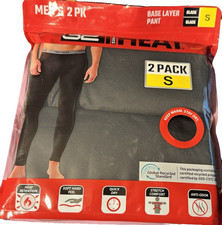 32 Degrees Heat Men's black Base Layer Pant 2 pack size Small waist 28-30 New
