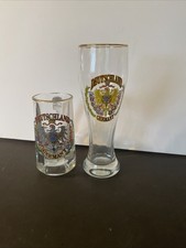 Vintage Deutschland Germany Mug 6”Beer Glass 9” Gold Rim Trim