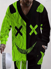 Men's Outfit 2 Piece Set Shirt  Pants Suit PLUS SIZE BIG 5XL