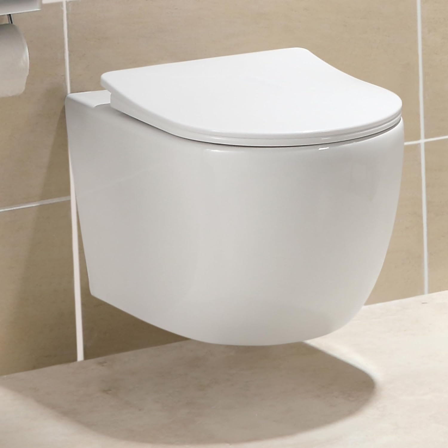 WC suspendu en céramique autonettoyante avec revêtement Nano anticalcaire