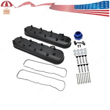 Fit Ls3 Ls1 Ls2 Gm Ls Cast Aluminum Tall Black Pair Valve Covers Wcoil Mounts