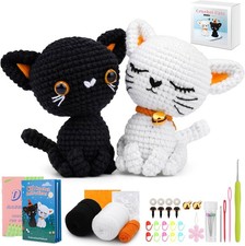 Crochet Kit for Beginners, Crochet Animal Kit, 2PCS Cat Starters Crochet Kits
