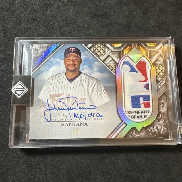 2025 Topps Transcendent Johan Santana Auto 1/1 Logo Man Tag Game Used Inscribed