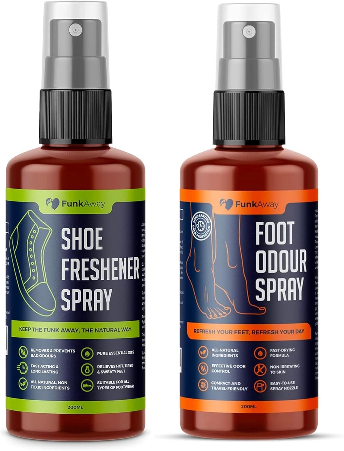 FunkAway Shoe Freshener & Foot Deodorizer Spray Bundle 2x200ml Odor Eliminator