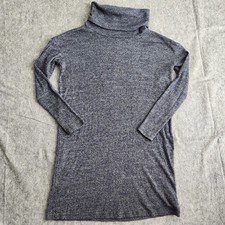 Gap Sweater Dress Ribbed Stretch Cowl Neck Long Sleeve Women's S Navy Midi Y2K