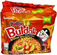 SAMYANG Buldak Tom Yum Thai Spicy & Sour Hot Chicken Ramen Soup Noodles, 5 Packs