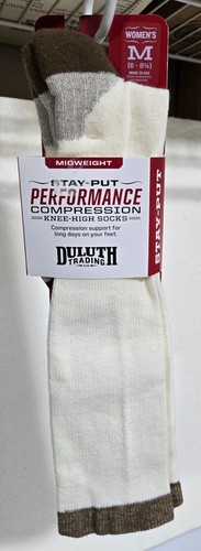 Duluth Trading Co Socks Midweight Stay Put Performance Knee High Ladies M Ivory - Picture 8 of 9