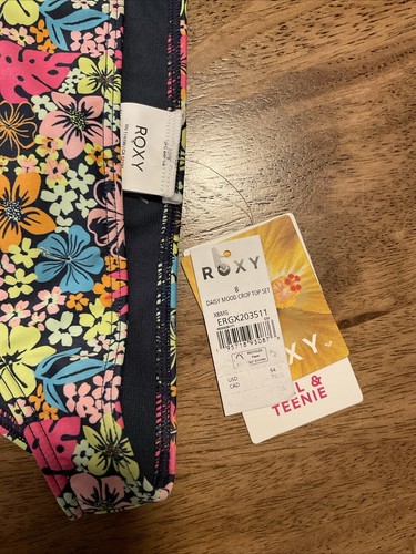 Roxy Kids 2 Piece NWT Size 8 Daisy Mood Crop Top Set Multi Color Floral - Picture 2 of 5