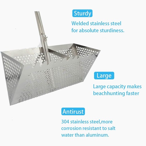 Sand Flea Rake, 51 inch Detachable Handle, 16 inch Wide Screen, Stainless Steel - Picture 18 of 19