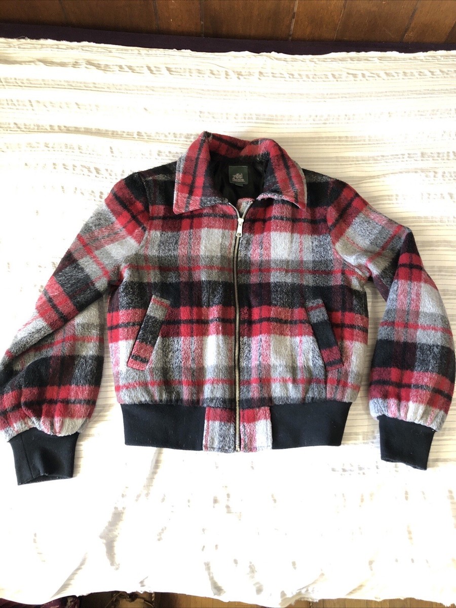 Felted Wool Blend H And M Plaid Jacket WILD FABLE Wool Blend Plaid