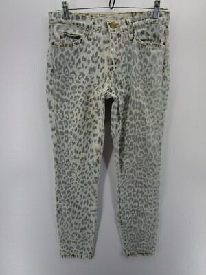 Current Elliot Jeans Women 0 Gray Skinny Denim Pants Leopard Print Preppy 27 *