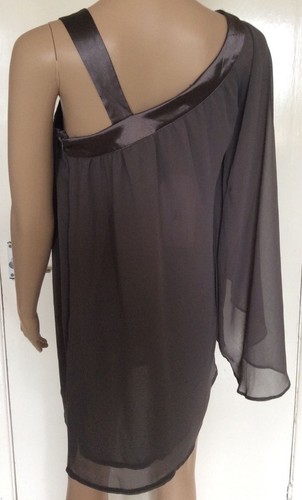 MISO, SIZE 8, GREY ONE SHOULDER STYLE SATIN TRIM TOP, BNWT, RRP £29.99 - Picture 4 of 4