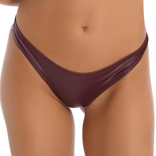 Woman Knickers Leather Thong High Cut Underwear Glossy Panties Bikini Briefs - Picture 16 of 30