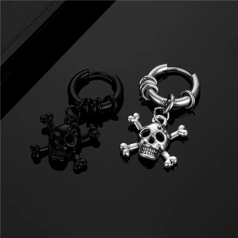 Orecchini A Teschio In Argento Sterling 925 - Design Scheletro Gotico, Ipoallergenici, Con Confezione Regalo - Gioielli Unisex