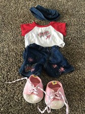 Build A Bear Complete Outfit Hug Heart Shirt Hug Shorts PLUS Shoes And Hat