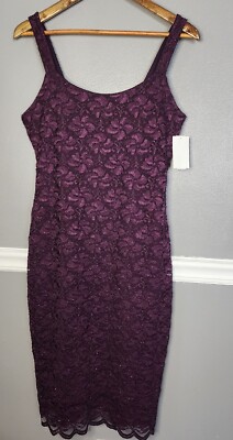 Marina Women Lace Dress Plum Purple Size 8 Sleeveless | eBay