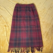 Requirements Womens Plaid Maxi Skirt Wool Blend Back Zip Size 12P