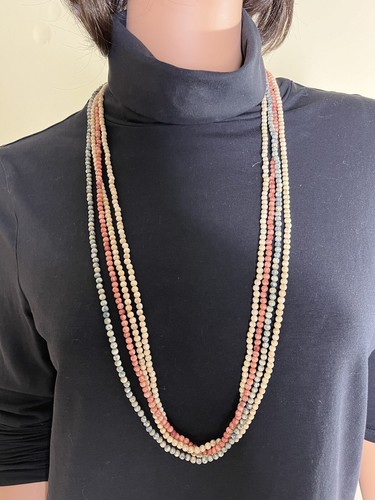 4 Separate Necklaces with Tiny Stone Beads Beige, Green, Pink - Picture 2 of 5