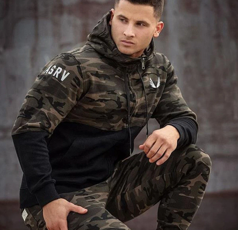 Men s Fashion Camouflage Jacket Gyms Fitness Jacket Casual