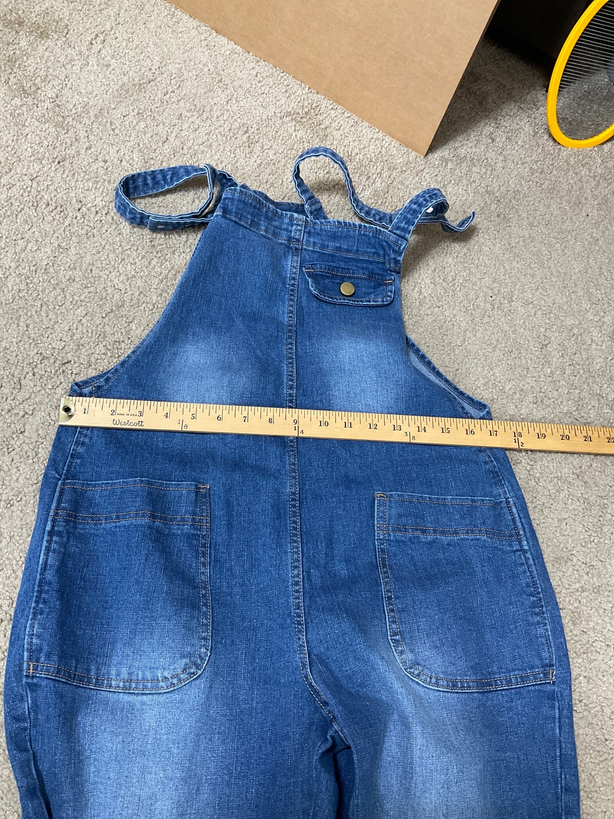 Womens Small Blue Denim Overalls Dungarees Distressed Faded Wash Patch Pockets image 7