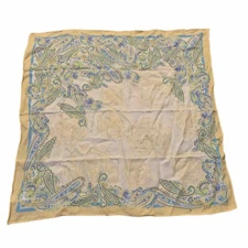 Trussardi Stile Japan Scarf Japanese Paisley Floral-Cotton-silk 22.5” Yellow